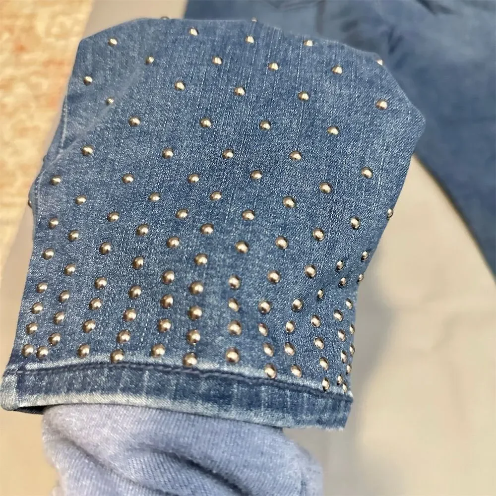H by Halston Women's Plus Size 20 Blue Rhinestone Ankle‎ Jeans